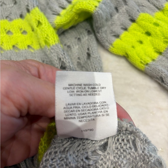 Vintage Allen B Neon Stripe Open Knit Sweater – Y2K Era – Made in USA – Size L - Picture 5 of 5